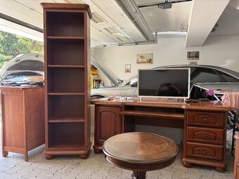 Set BAWARIA stôl, nočný stolík, knihovnička, rohová skrinka