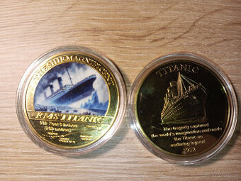 pozlatene pamatne mince TITANIC