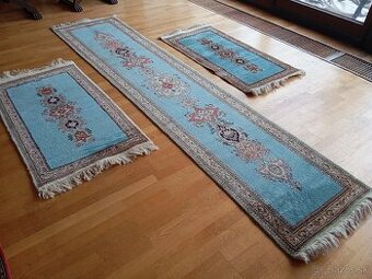 Set luxusných hodvábnych Tabríz - ručne viazaných kobercov