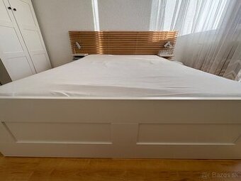biely ram postele 160x200, lamelový rost, matrac