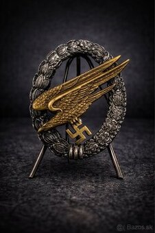 Luftwaffe Fallschirmjäger odznak originál, strieborný veniec