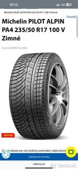 Michelin PILOT ALPIN PA4 235/50 R17 100 V Zimné - 1