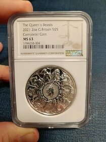 2oz The Queen's Beasts 2021 ✓ Completer NGC ✓ strieborné 🪙