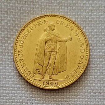 Zlatá 20 koruna FJI, 1909 kb, lepší ročník, veľmi pekná