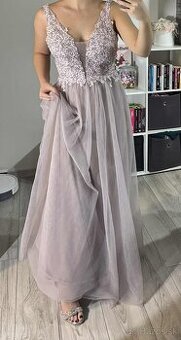 Púdrovoružové spoločenské šaty 38/M