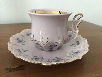 Ružový porcelán - šálka na kávu s podšálkou
