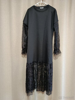 Čierne dlhé šaty s čipkou