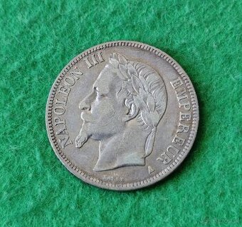 Strieborný 5 frank 1867, Napoleon III.