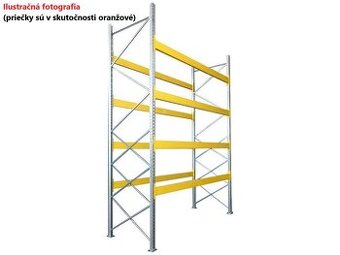 Zachovalý pozinkovaný paletový regál 4,5 m / 4 police