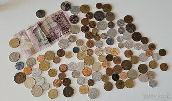 vyše 100 ks mix starších obehových mincí +bankovka Maurícius