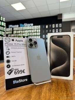 ZÁRUKA 1 ROK |  iPhone 15 Pro Max 512GB Natural Titanium