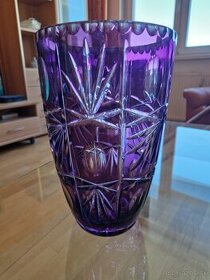 Kryštálová váza 25cm fialová,  ručná výroba