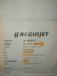 Cestovny listok na vlak Trencin-BA-Praha