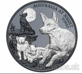 DINGO - AUSTRALIA V NOCI - investičná strieborna  minca