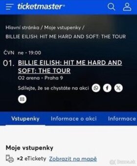 Prodám 2 vstupenky na Billie Eilish v Praze