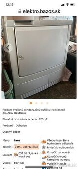 Sušička pradla AEG Elektrolux