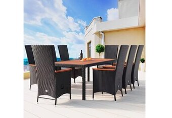 Záhradná ratanová zostava Berlin 1+8, 2 x polohovacie kreslo