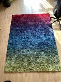 Modro farebný chlpaty koberec 220x160