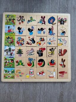 Krtko drevene puzzle vyborny stav