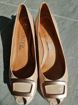 Kožené luxus béžové lakovky Hispanitas,v39,vd25cm