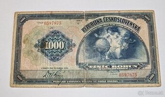 Vzácna 1000 Kč 1919 séria C – I. emisia Československo