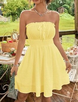 Dámske šaty nové bezramienkové žlté L