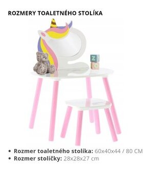 Toaletný stolík plus detský stôl so stolickami
