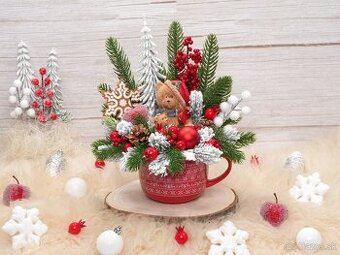 Vianočná šálka s medvedíkom