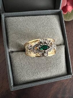 Starozitny prsten striebro a 18k zlato - 1