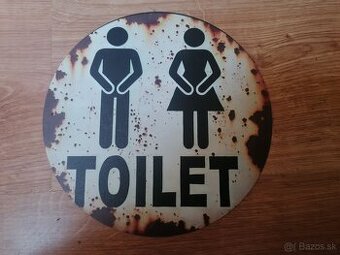 Plechová guľatá tabuľa Toalety WC