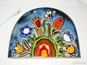 Keramika - Obraz lúčne kvety, rozmer 30,5 cm x 25,5 cm - 1