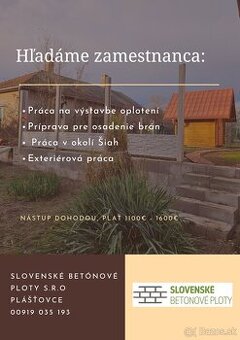 Hľadáme zamestnanca - Plášťovce