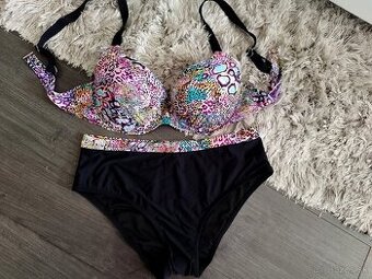 Dvojdielne plavky fialová + čierna XL, 2XL