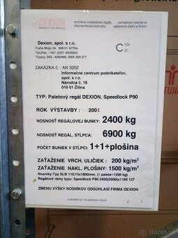 Predám paletový regál Dexion Speedlock P90 – vo výbornom sta