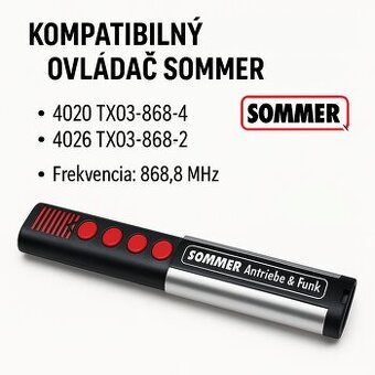 kompatibilný diaľkový ovládač pre pohony značky SOMMER