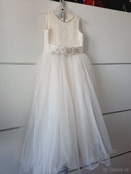 Dievčenské šaty veľ.140-146, kremove