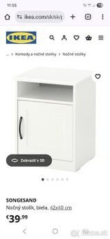 IKEA SONGESAND Nočný stolík, biely