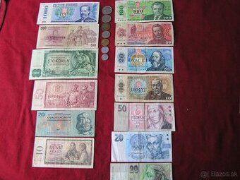 ZOSTAVA STARÝCH ČESKOSLOVENSKÝCH_BANKOVIEK a MINCÍ