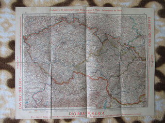 Mapa Československo r. cca 1930, je tam aj časť Slovenska