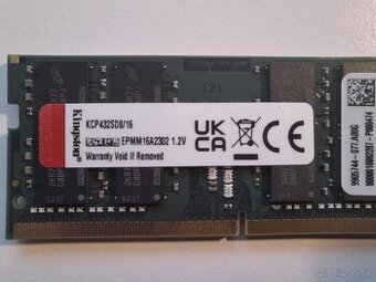 Predam ramky Kingston SODIMM 16GB DDR4 3200MHz