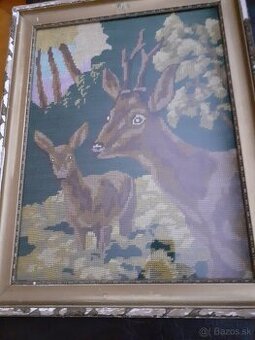 Stará výšivka, vyšívaný obraz