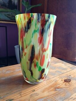 Brokové sklo váza Art Drco velká