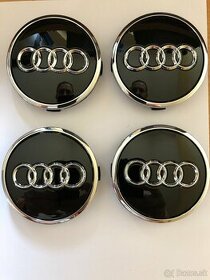 Stredové krytky/pukličky Audi - priemeru 61 mm čierné/sivé - 1