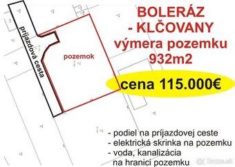 PREDAJ STAVEBNÝ POZEMOK BOLERÁZ-KLČOVANY, 932m2, super cena