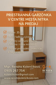 EXKLUZÍVNA PONUKA – PRIESTRANNÁ GARSÓNKA V CENTRE MESTA NITR