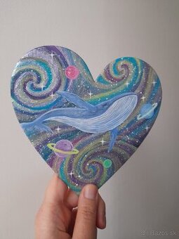 Akryl na plátne, veľryba, vesmír