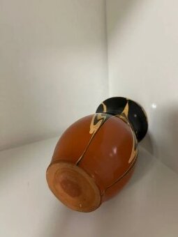 Stará hnedá keramická váza 14cm
