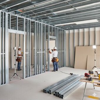 Sadrokartonárske práce - kazetové stropy - maľovanie - 1