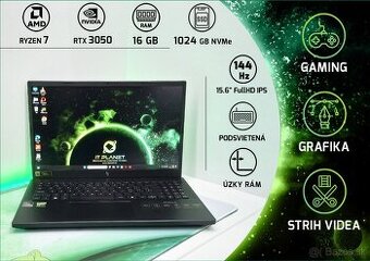 AMD Ryzen 7 / RTX 3050 / 1TB SSD – Herný výkon za super cenu
