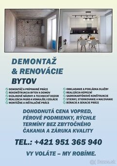 🔨 PROFESIONÁLNE REKONŠTRUKCIE - RENOVÁCIE BYTOV A DOMOV